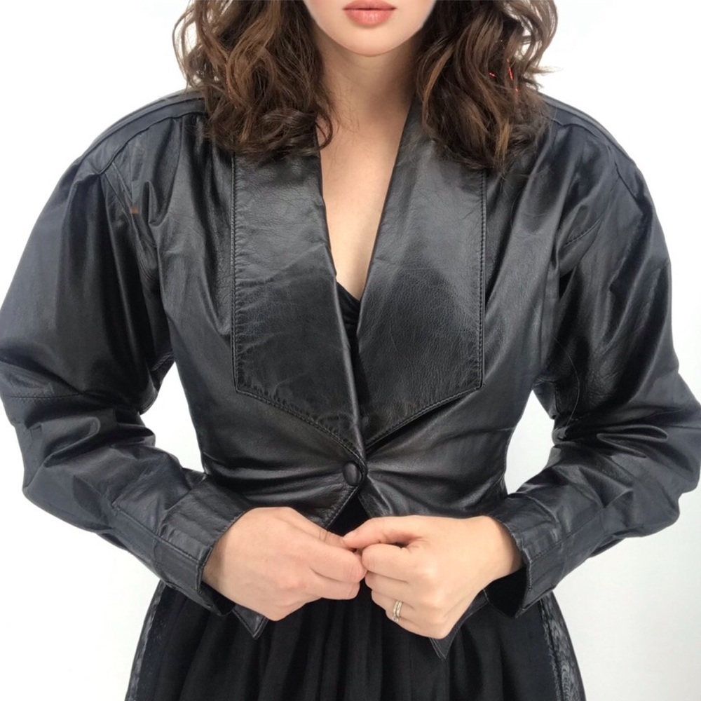 VTG 80’s Puffy Sleeved Leather Jacket 🕶️ - Picture 2 of 6